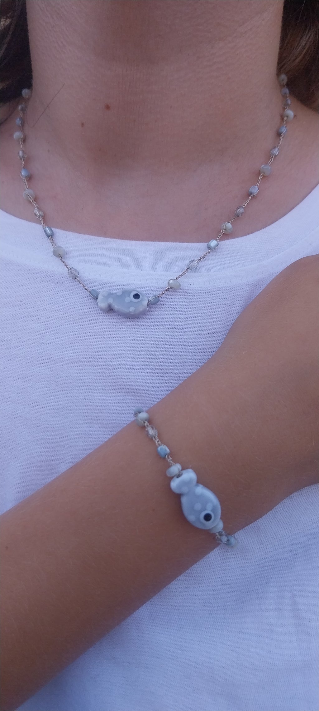 Grey Fish Set – Necklace & Bracelet