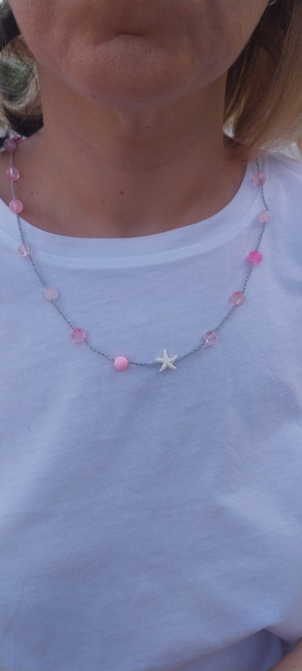 Pendentif Étoile de Mer – Orné de Coquillages Rose