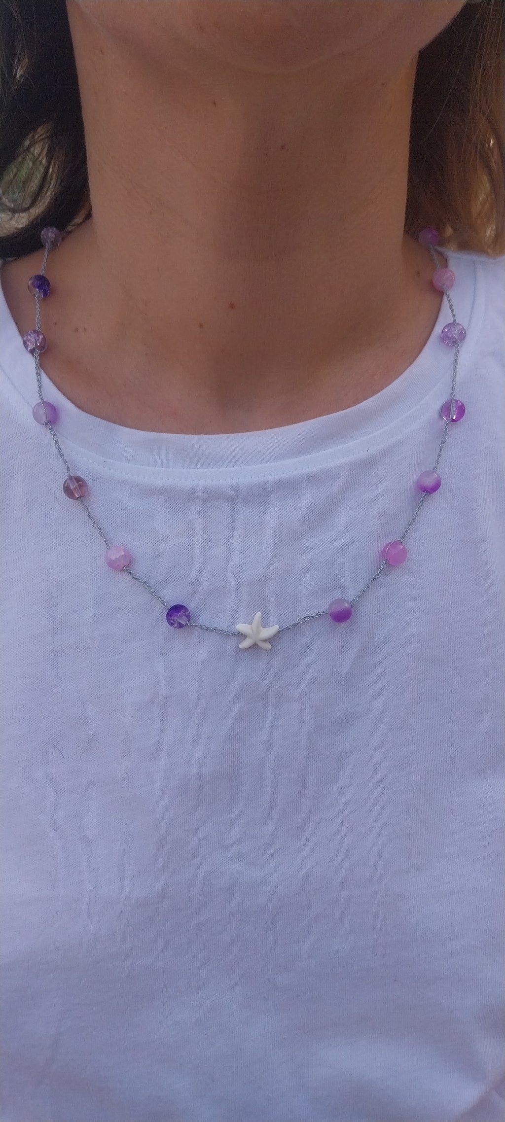 Starfish Pendant – Adorned with Purple Seashells
