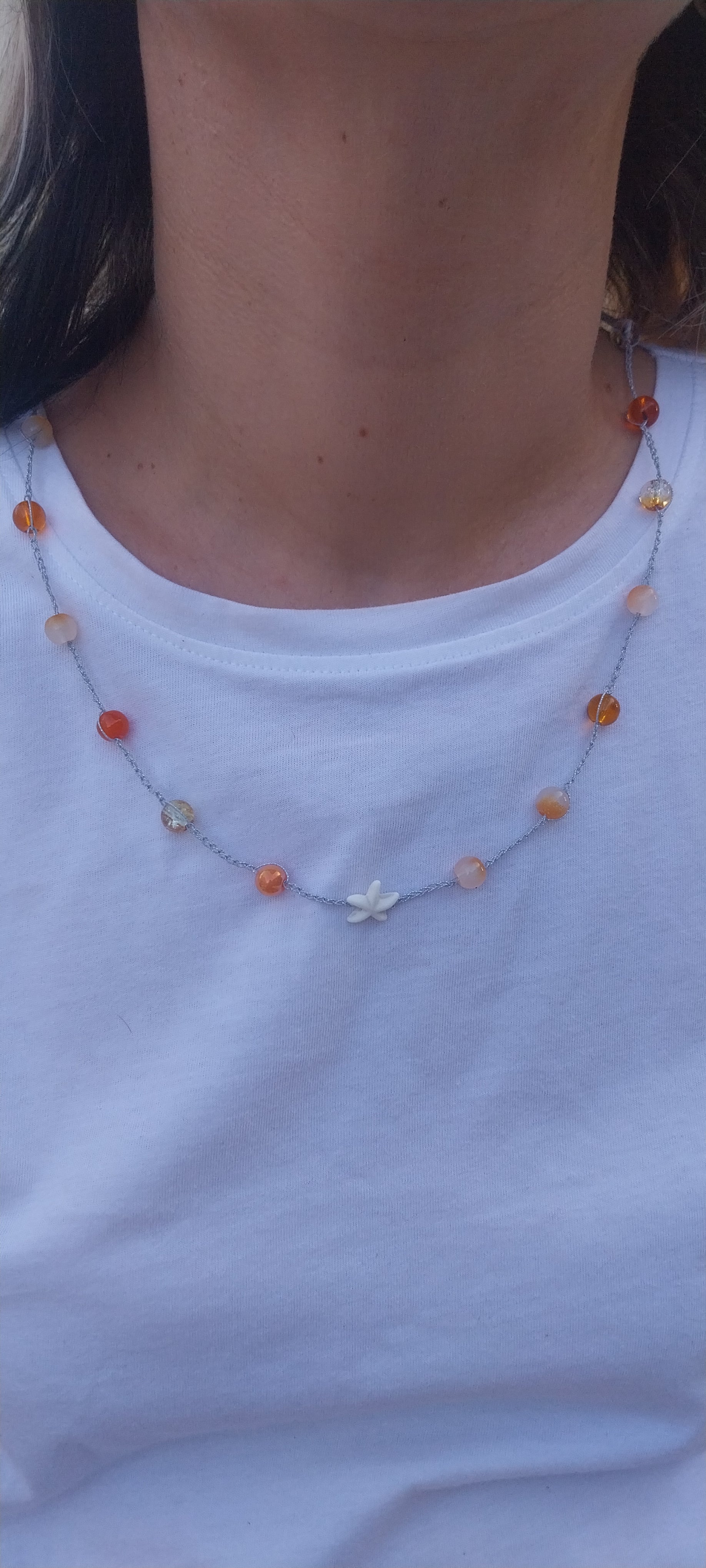 Pendentif Étoile de Mer – Orné de Coquillages Orange