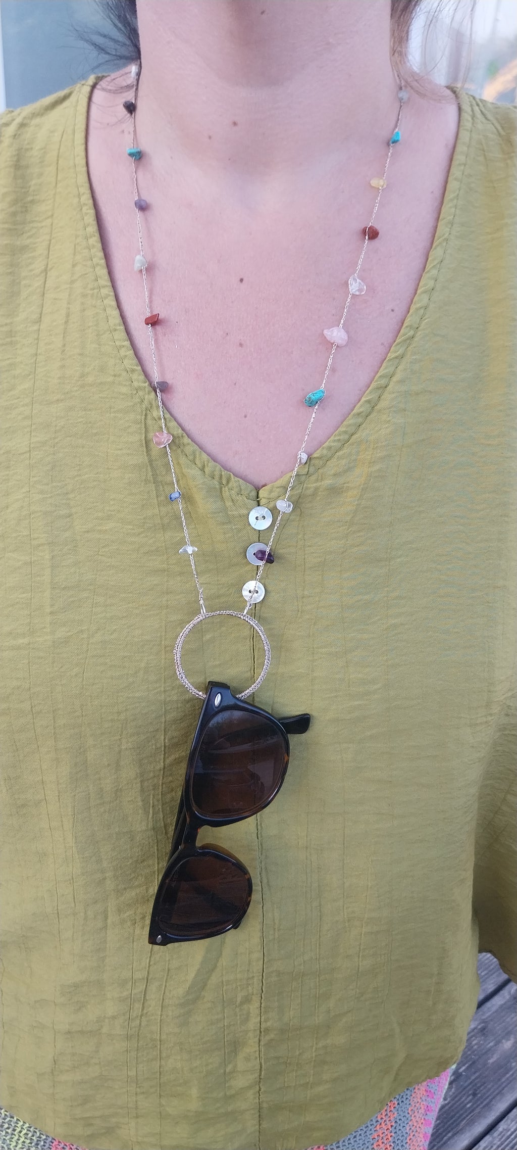 Eyeglass holder with gemstone