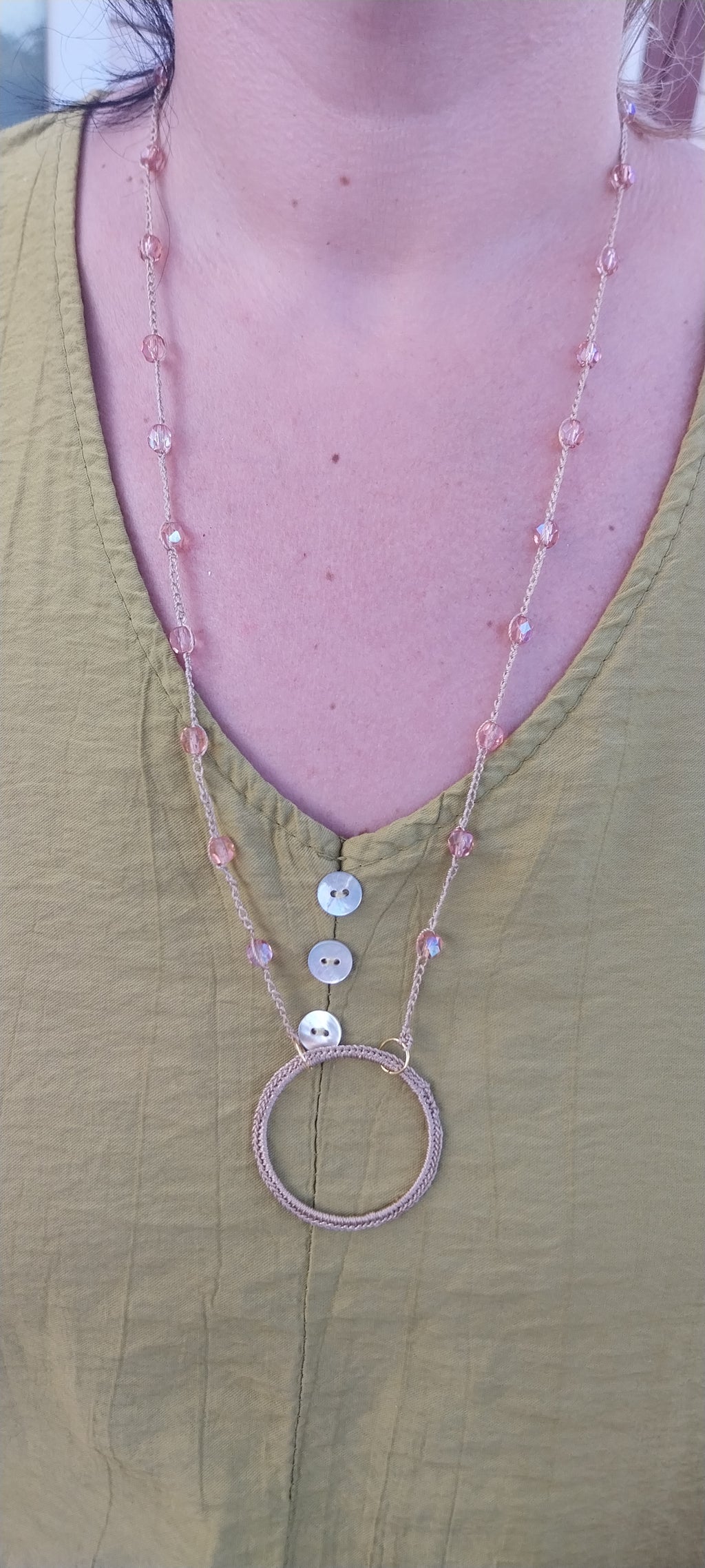 Porte-lunette perle cristal rose