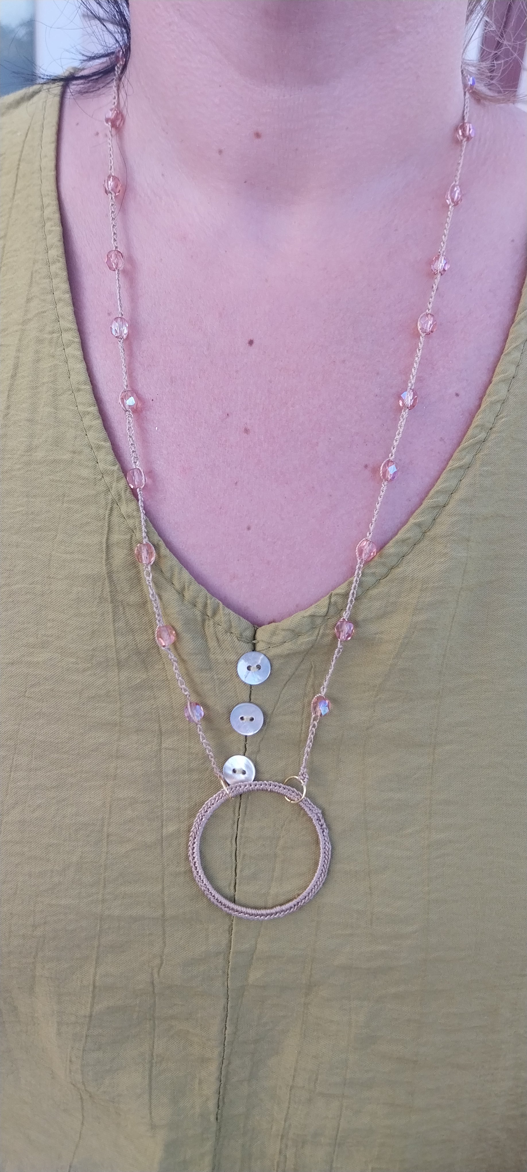 Porte-lunette perle cristal rose