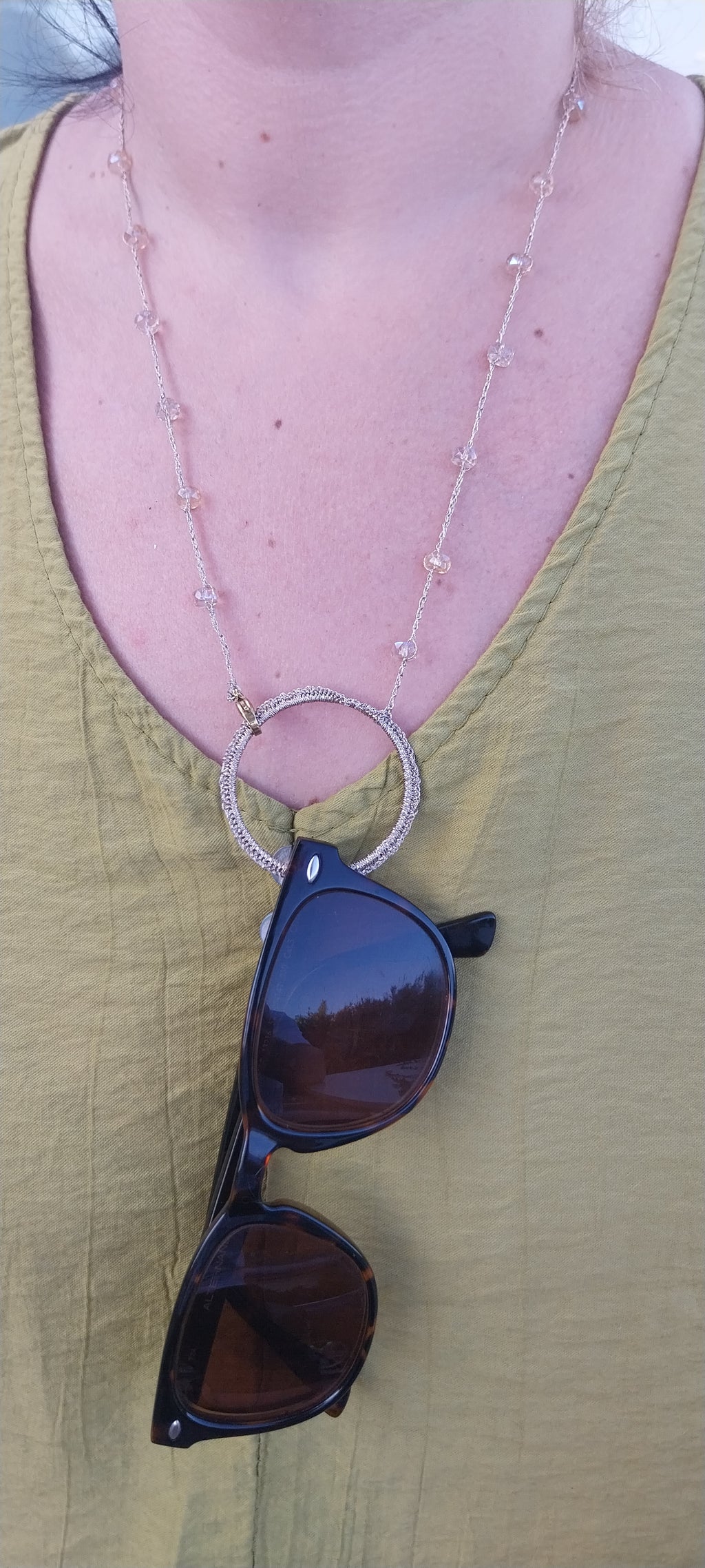 Porte-lunette perle reflet jaune