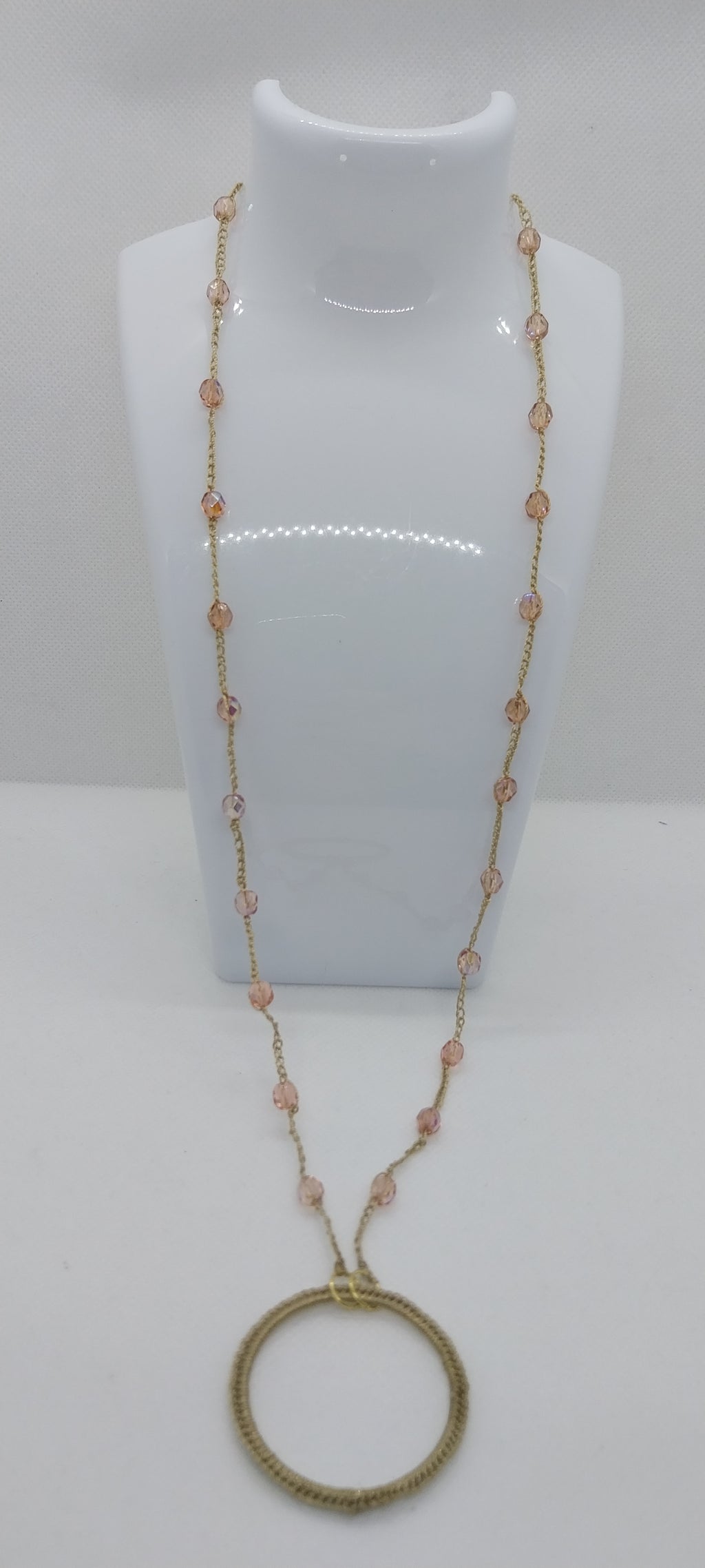 Porte-lunette perle cristal rose
