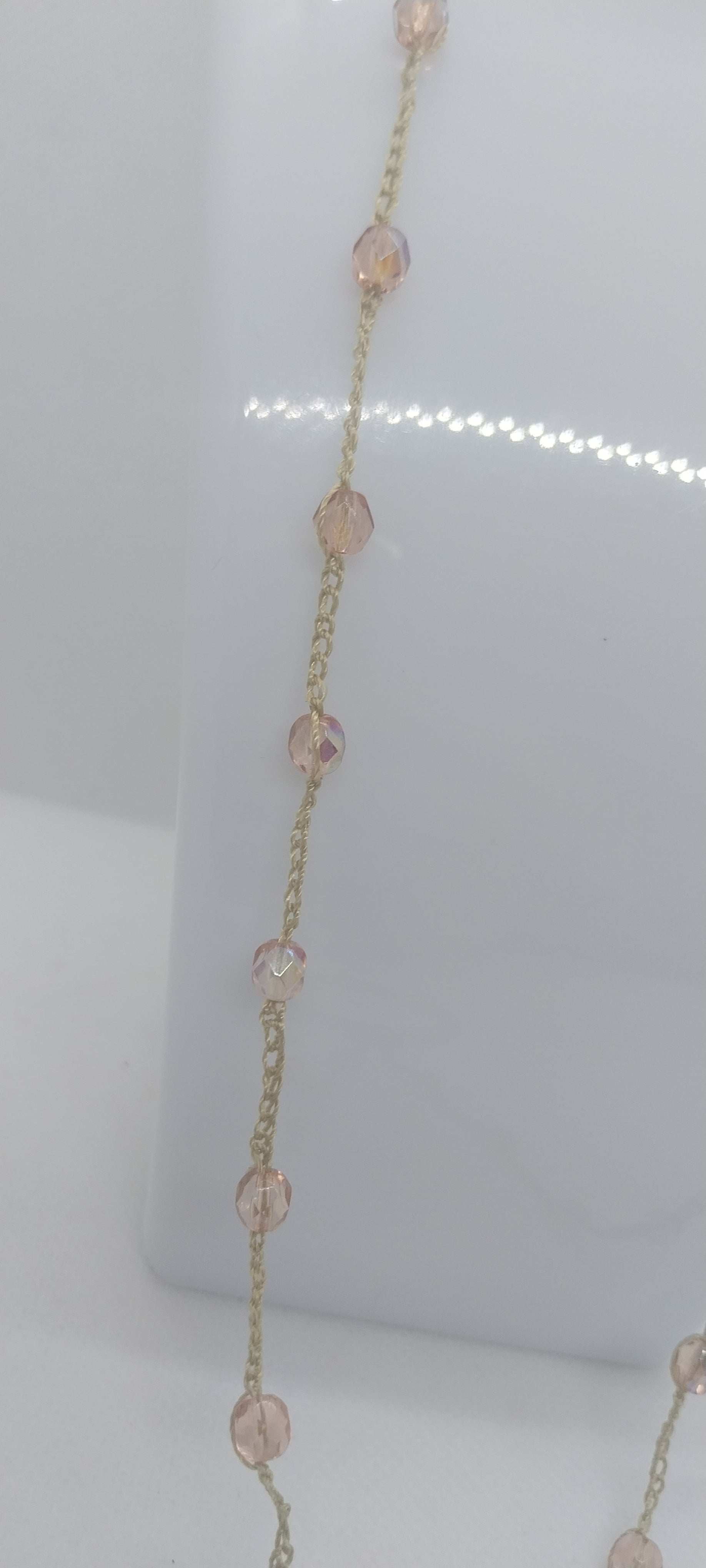 Porte-lunette perle cristal rose