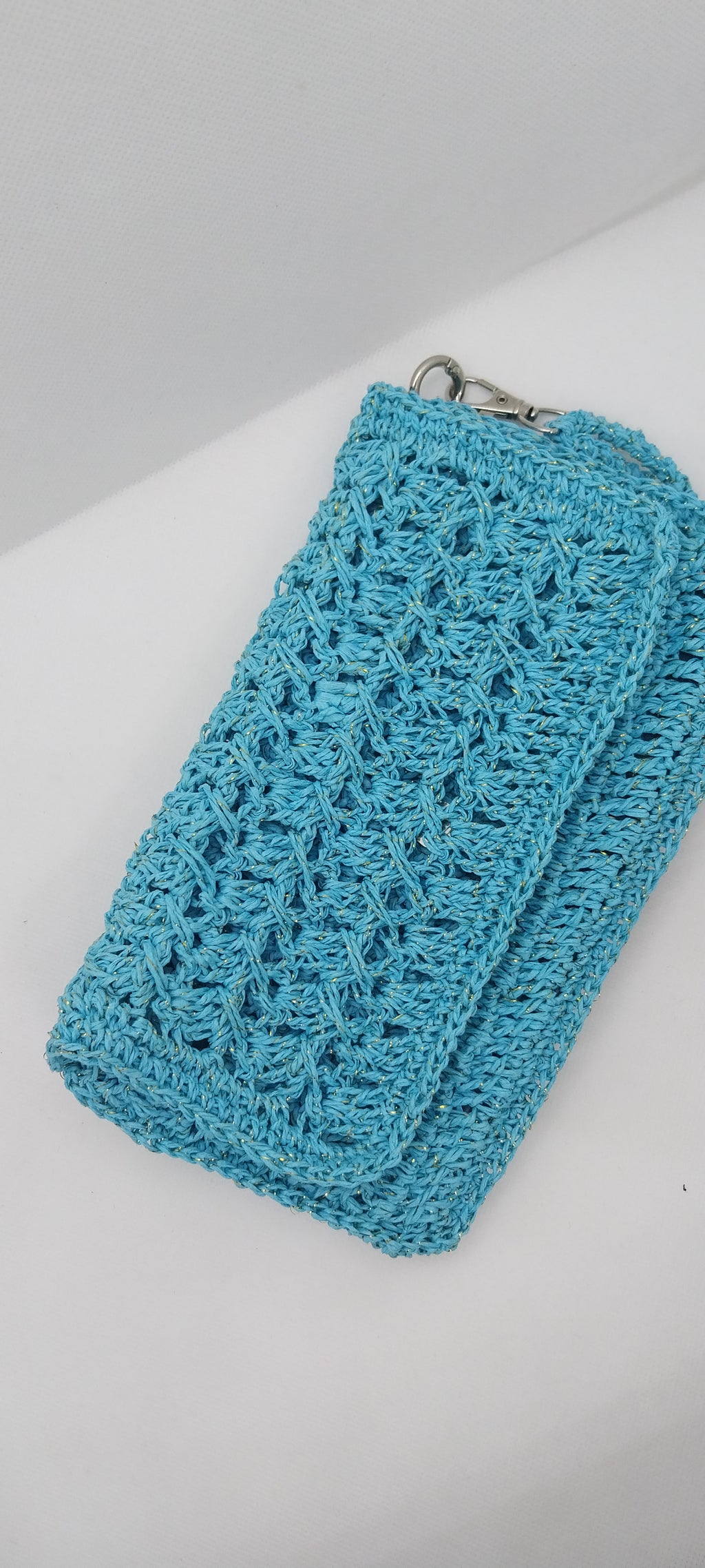 Pochette Bleu Turquoise Fil Brillant