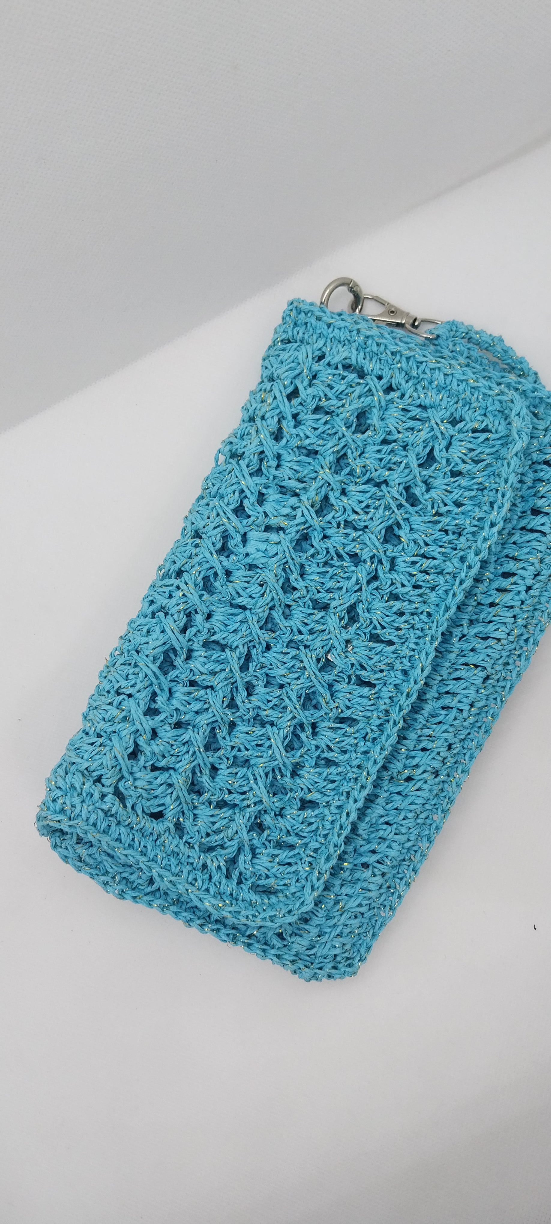 Pochette Bleu Turquoise Fil Brillant
