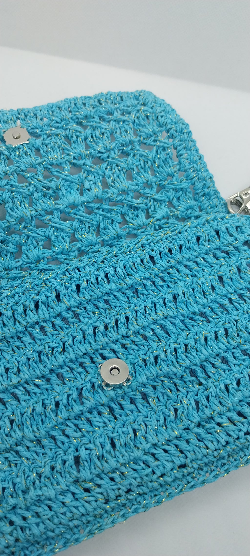 Pochette Bleu Turquoise Fil Brillant