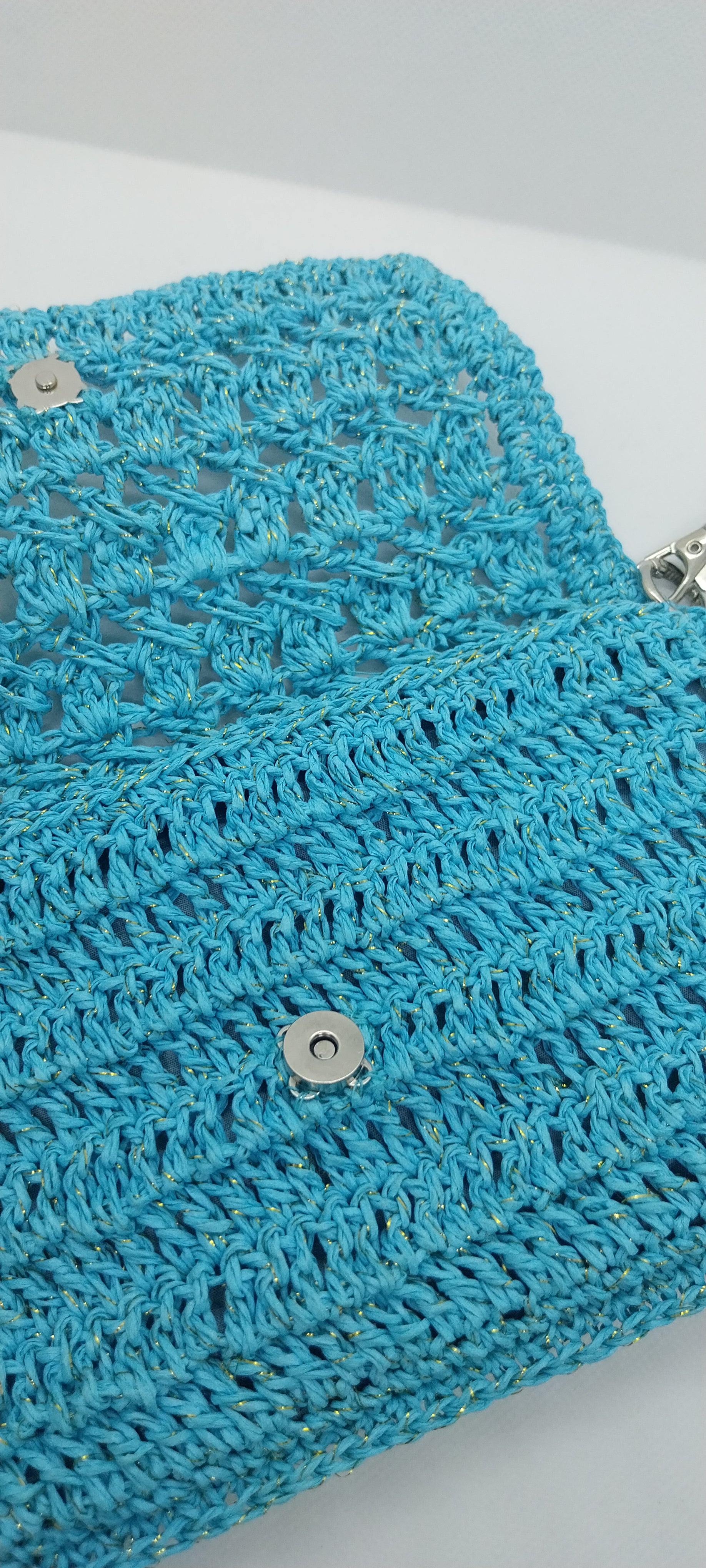 Pochette Bleu Turquoise Fil Brillant